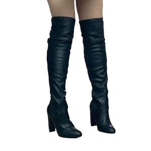 OVER THE KNEE BUCKLE + 4” HEEL BOOTS